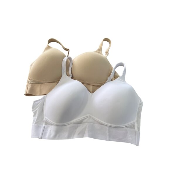 Rhonda Shear 2 Pack Molded Cup Bra with Wrap Back Size 1X White Beige 638.20 - Picture 2 of 9